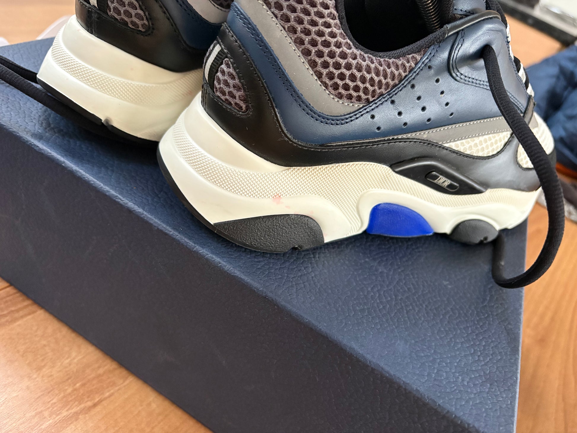 White & Blue Dior B22 Trainers -